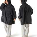 Bedsure Wearable Blanket Hoodie Mothers Day Gifts for Women, Warm Cozy Hoodie Blanket Sweatshirt for Adult Women Men, Charcoal, Oversized