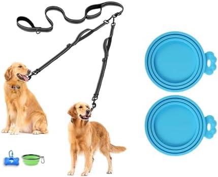 PetBonus No Tangle Double Dog Leash for Two Dogs and 2 Packs Silicone Pet Can Lids