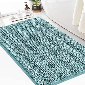 Turquoize Chenille Bath Rugs Shaggy Bathroom Rugs Non Slip Bath Mat for Bathroom 24 x 36 Aqua Haze Bath Rug for Bathroom Extra Soft and Absorbent Area Rug, 24"x 36", Aqua Haze