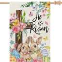 CROWNED BEAUTY Easter House Flag Cross Bunny 28x40 Inch Double Sided Large Holiday Welcome Decoration for Outside Yard