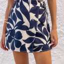 Milumia Women's Boho Floral Print High Waist Wrap Skorts Tie Knot Shorts (S)