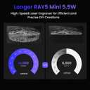 LONGER Ray5 Laser Engraver, 5500mW Portable Laser Engraver & Cutter, 12000mm/min High-Speed, for Wood, Acrylic, Glass & Leather, Ideal for Small Business & DIY, 130x130mm Working Area