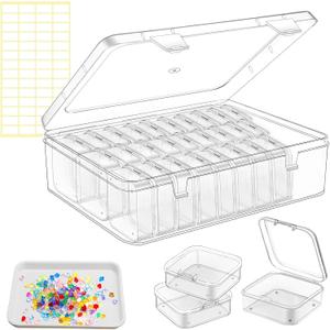 31 x Bead Organizer Box, 62 Pcs Small Beads Organizers, With Classification Tags and Trays, Plastic Bead Organizer Applicable to Jewelry, Diamonds, Clay Beads, Screws, Seeds, Small Parts