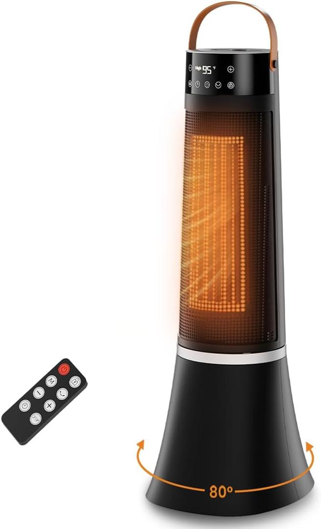 Space Heater for Indoor Use, PNTCK 1500W PTC Electric Heater with Remote, 75 Wide Oscillation, 12H Timer,24 12ft/s Airflow, Quiet Heating for Large Room, Bedroom, Home Office