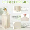 Tegeme 4 Packs Round Spandex Cocktail Tablecloths with Skirt 32 x 43 Inch Cocktail Round Table Cover Spandex Stretch Square Tablecloth Skirt for Table Bar Wedding Party Banquet (Beige)