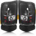Tail Light Assembly Compatible with Dodge RAM 1500 2500 3500 1994-2001, RAM Brake Rear Lamp, W/O Bulb, Left and Right Side, Black Housing Clear Lens RAM94-01-H-BLACK