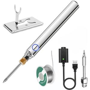 Portable Soldering Iron Newly Upgraded Large Capacity 1100 mAh Portable Soldering Iron Suitable for Electronic Repair Welding, Solder Fixing, and Circuit Use (Bright Silver)