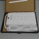 SUPERDANNY Power Strip Surge Protector with 22 AC Outlets and 6 USB Charging Ports, 6.5Ft Mountable Flat Plug Extension Cord (1875W/15A) for Home, Office, Dorm, Gaming Room, 2100 Joules, White