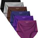Kalapa Seamless Womens Underwear High Waisted No Show Briefs Silky Stretch Breathable Full Coverage Ladies Panties Multi Pack (US, Alpha, Medium, Regular, Regular, Multicolour-2)