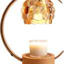 Candle Warmer Lamp,Electric Candle Lamp Warmer with Timer and Dimmer,Wax Melt Warmer with 2 Bulbs for Jar Candles for Home Bedroom Decor (Gold)