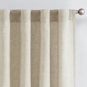jinchan Linen Curtains with Privacy Lining 108 inch Extra Long Lined Curtains for Living Room Bedroom Light Filtering Oatmeal Drapes Neutral Farmhouse Cottage Home Office Rod Pocket Back Tab 2 Panels