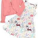 Easter Dresses for Girls 3T 4T Pink Rabbit Summer Dress Long Sleeves Ruffle Cardigan Kids Spring 2Pcs Sundress Child Preschool Casual Cute Outfits for Theme Party Size 3 4