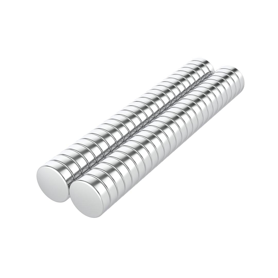 50Pcs N52 Mini Neodymium,6mm x 2mm Super Strong Round Rare Earth Muti-use Premium Neodymium Fridge Magnet (Silver)