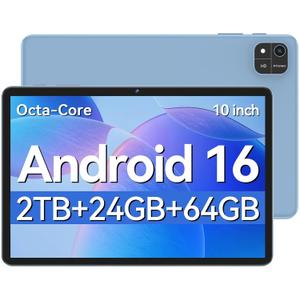 EHFiDC Tablet 10 Inch, Android 16 Tablets with Octa-Core Processor, 24GB RAM 64GB Storage 2TB Expandable, 1280x800 IPS HD Display, GPS, 5MP+8MP Dual Camera, 6000mAh Battery, Tablet with Case, Blue, 10.1 inches
