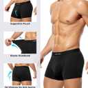 Casey Kevin Mens Boxer Briefs Soft Cotton Underwear Moisture-Wicking Breathable Trunks Tagless Underpants for Men Pack (Black, L)