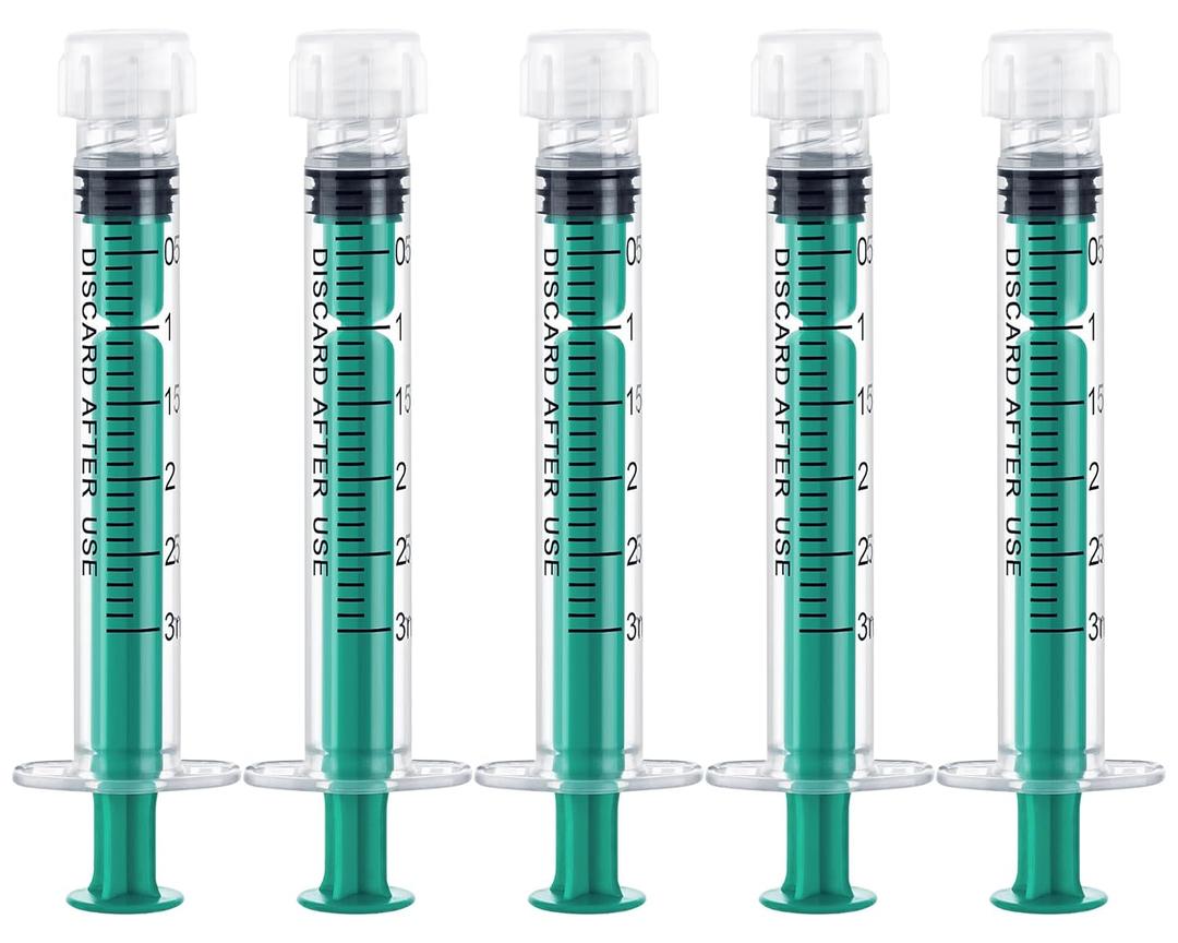 3ml/cc Syringe Without Needle Luer Lock Syringes with Cap, Sterile, Disposable, 50 Pack