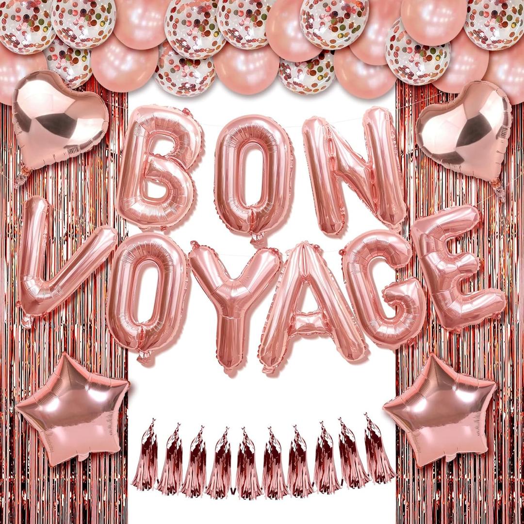 Bon Voyage Party Supplies - Balloons, Banner, Farewell Decorations for Coworker Going Away Party - 'We Will Miss You' Decor