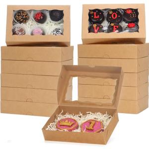 RomanticBaking 100 Pack Brown 7 x 4 3/8 x 1 1/2inches Cookies Boxes for Wedding Baby Shower Bakery Boxes for Macaron Truffle Donut Chocolate Cakesicle (Brown(DIY Assembly))