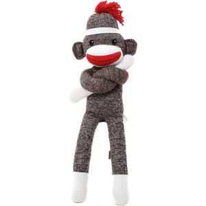 Adorable Sock Monkey, The Original Traditional Hand Knitted Stuffed Animal Toy Gift-for Kids, Babies, Teens, Girls and Boys Baby Doll Present Puppet (20" Brown)