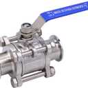 DERNORD 1.5" Sanitary Ball Valve Fits 1.5" Tri-Clamp Clover Stainless Steel 304, PTFE Lined, Two Way & Three Piece (1.5 Inch Tube OD Quick Clamp)