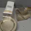 Goodluck 350 Pieces Dinnerware Set for 50 Guests, Plastic Plates Disposable for Party, Include: 100 Gold Glitter Plastic Plates, 50 Paper Napkins, 50 Cups, 50 Gold Glitter Plastic Silverware Set