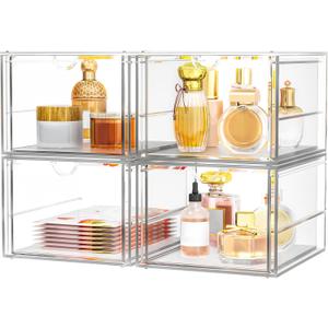 caktraie Versatile Acrylic Makeup Organizer, Drawer Organizer - Transparent Desktop Storage for Cosmetics, Office Supplies & More - Clear Organizer for Home & Office Use