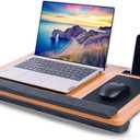 Laptop Tray  Home Office Lap Desk with Built-in Mouse Pad, Wrist Rest & Phone Holder, Portable Laptop Stand with Cushion, Tablet Slot & Carry Handle, Ideal for Bed & Workspaces (Walnut)