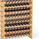 Domax Wine Rack Freestanding Floor - Bamboo Wooden Stackable 8 Tiers 72 Wine Bottle Holder Storage Racks for Kitchen, Bar, Pantry and Cellar (Yellow), Laege