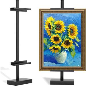 Adjustable Tabletop Easel Stand, Picture Easels for Display Up to 29" H, Metal Picture Frame Holder Stand Table for Art, Photo (Black)