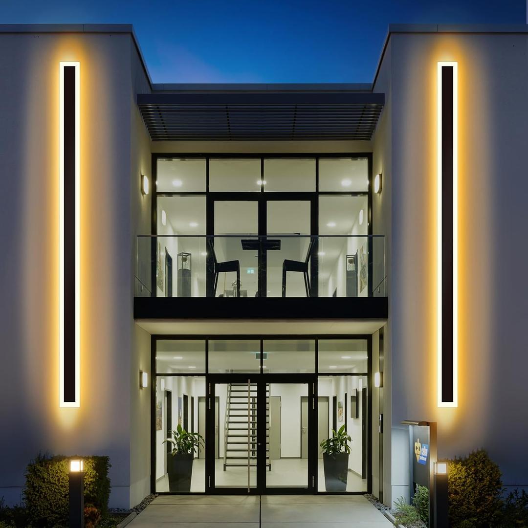 Modern - Outdoor - Lights 2 pack-47.28inch, 3000k Long Wall Led Light for House/Porch, Waterproof Ip65 Black Outside Led Wall Mounted Sconce Lighting Fixtures, 47.28in-2pack
