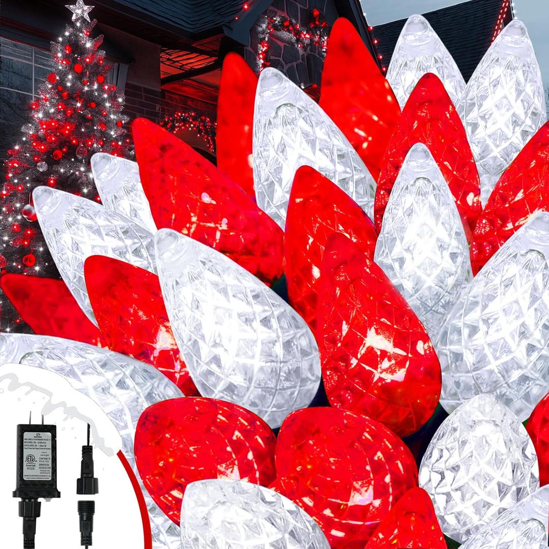 Upgraded 250 LED C6 Connectable Christmas String Lights Red and White, 82FT Waterproof Christmas Twinkle Light Outdoor, Plug in Fairy Lights Indoor with 13 Modes & Timer for Christmas Tree Decorations