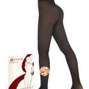 iceROSE Fleece Lined Tights Women - Sheer Black Thermal Leggings Thick Warm Pantyhose Fake Translucent Dress for Cold Winter Small -Medium 