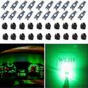 WLJH 74 Led Bulb Dash Lights Super Bright T5 2721 37 86 286 Wedge PC74 Twist Socket Automotive Instrument Panel Gauge Light Kits Cluster Shift Indicator Interior Bulbs Green Pack of 20