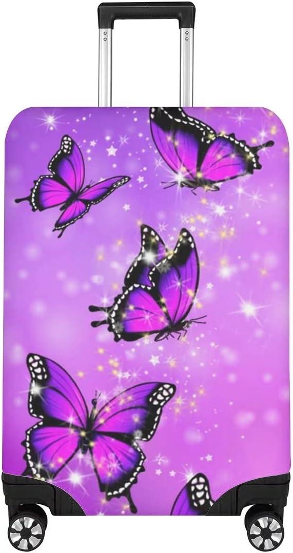 BIGCARJOB Purple Butterflies Luggage Cover for Women Girls,Cute Travel Suitcase Protector Washable Anti-scratch Suitcase Covers,Fit 18-22inch