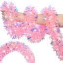 50 Feet Pink Christmas Tinsel Garland for Christmas Tree Decorations, Xmas Metallic Twist Shiny Hanging Garland Decor for Mantle Stairs Fireplace Home Holiday Indoor Outdoor