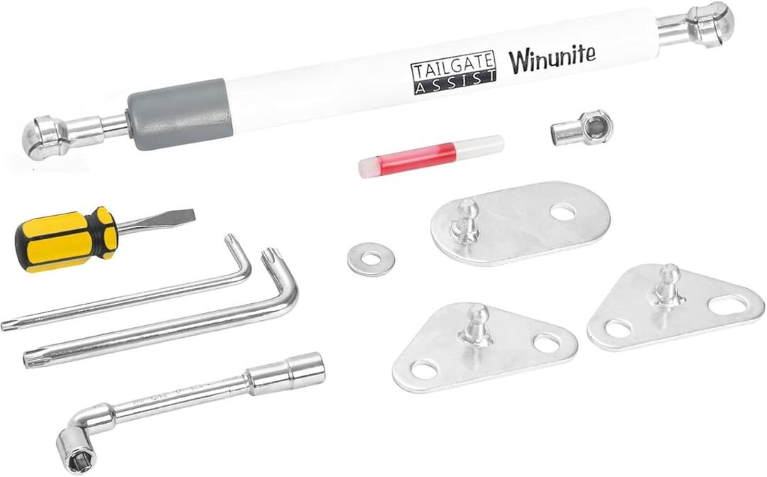 Winunite Compatible with 2015-2025 F150 White Tailgate Assist  Stainless Steel Material, Quiet Controlled Descent, No More Slamming Down, No Drill Bolt-On Installation with All Tools Included