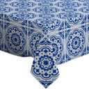Q-Beans Rectangle Decorative Tablecloth [Size: 52 x 70 inch], Washable and Reusable Table Cloth Cover for Indoor and Outdoor (Azulejos Portuguese Tile Floor)
