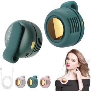 Portable Clip-On Fan, Mini USB Rechargeable 360 Rotatable Fan, 3-Speed Silent Mini Bladeless Fans (White and green)