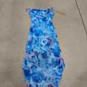 LIGHT DOT Women's Maxi Mesh Dress Spaghetti Strap Bodycon Floral Ruched Cami Long (Blue, S)