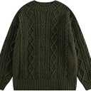 Vamtac Cable Knit Sweater Women Solid Oversized Pullover Sweaters Casual Vintage Crewneck Woven Tops, M