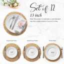 13 Inch Placemats Set of 12, Boho Round Rattan Place Mats for Dining Table Decor, Rustic Woven Chargers for Dinner Plates, Outdoor Patio, Farmhouse Wedding, Water Hyacinth Wicker Braided Placemat