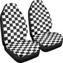 Pehede Car Seat Cover Black and White Chess Pattern Front for Cars, Easy to Install Cover Set, Accessories Auto Trucks Van SUV,2 Packs