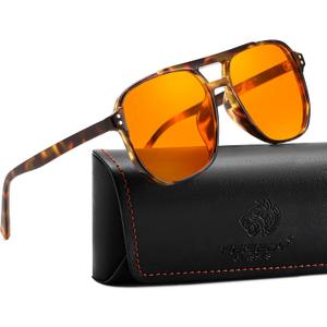FEISEDY Amber Blue Light Glasses for Computer Gaming Orange/Yellow lens Anti Eyestrain Sleep Glasses G2835 (Tortoise)