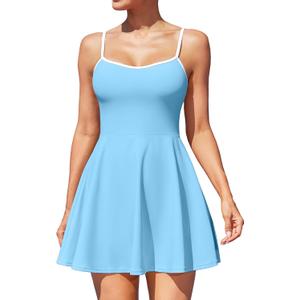 ATTRACO Women's Tennis Dress with Shorts Golf Workout Exercise Activewear (Medium, Blue)