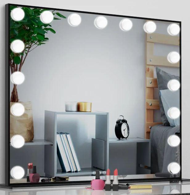 Black Lighted Vanity Mirror, Makeup Mirror With 17 Dimmable LED Bulbs