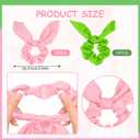 20PCS Witch Bow Hair Scrunchies Pink and Green Cute Bunny Ears Ribbons with Ponytail Accessories Hair Tie for Princess Witch Party Gifts
