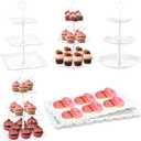 EI 10Pack White Cake Stand Serving Trays for Party,Dessert Table Display Set,3 Tier Cupcake Stands Appetizer Trays for Birthday Wedding Anniversary