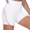 THE GYM PEOPLE Women's Workout Shorts High Rise Running Yoga Lounge Shorts | Soft stretchy, High rise wide waistband, Split sides, Sweat wicking, For running, training and daily wear (White, S)