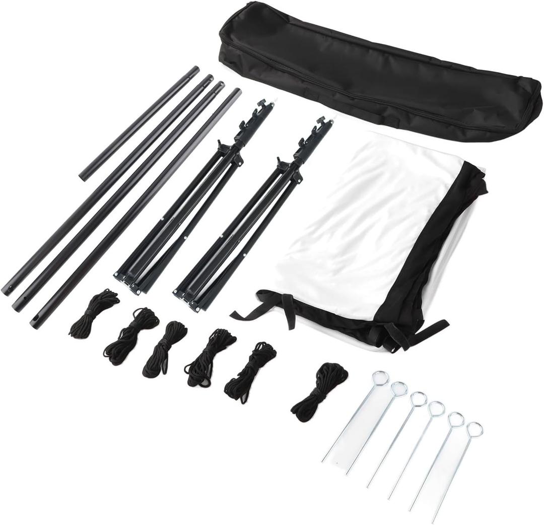 Aramox 120 Inch Projector Screen, 16:9 HD Anti Crease White Polyester Portable Outdoor Movie Screen with Dual Tripod for Home Theater Office Classroom Presentations