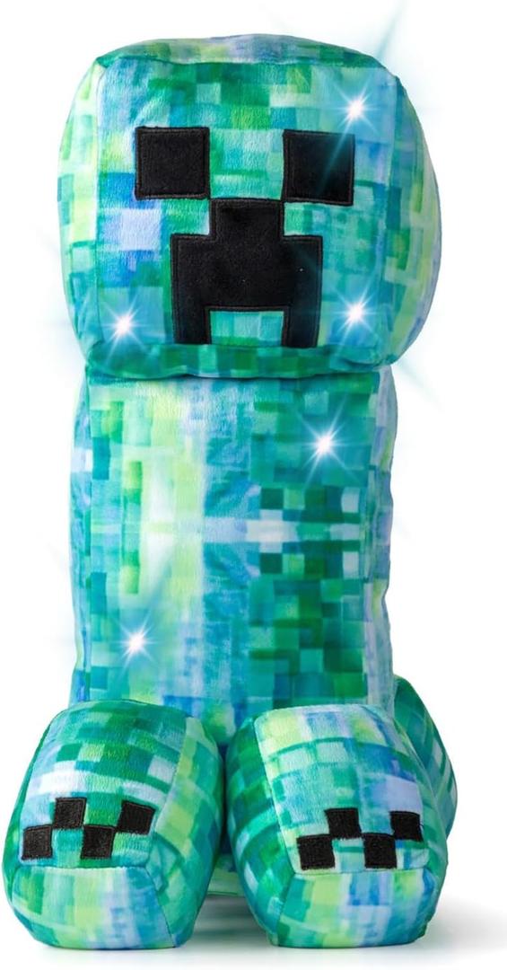 Jay Franco Minecraft Charged Up Creeper Pillow Buddy - Light up Plush - Super Soft Polyester Microfiber Character Pillow with LED Lights, 16 Inches